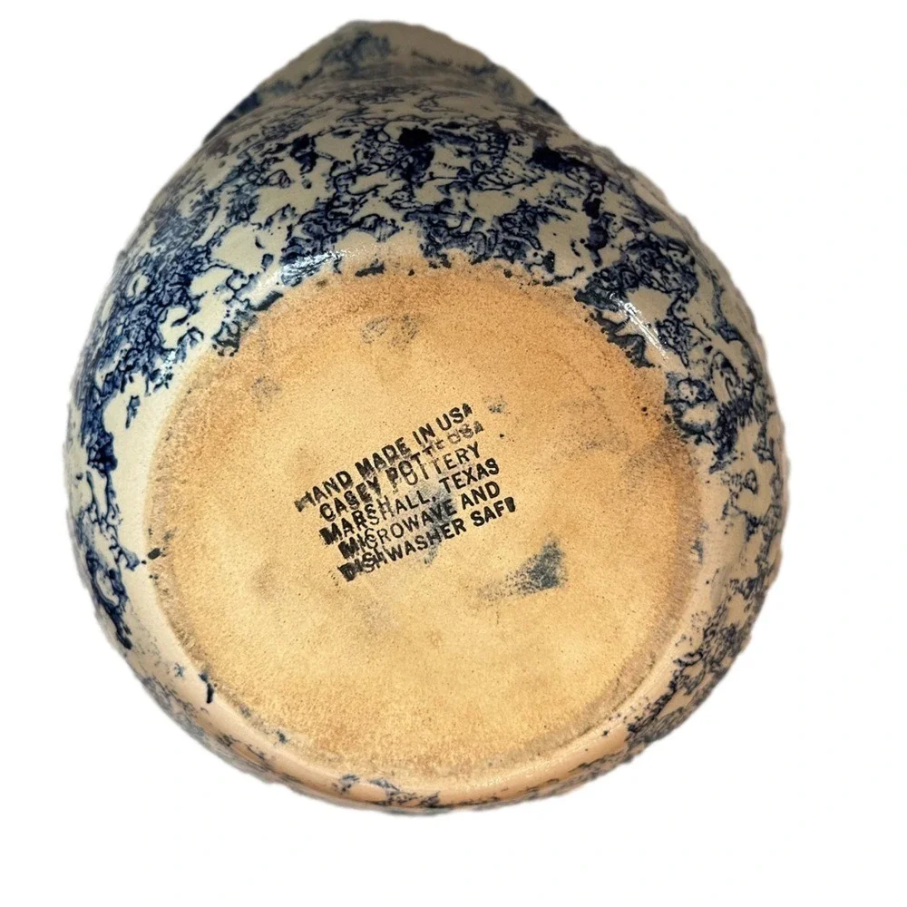 Casey Pottery Heart Shaped Speckled Sponge Pattern‎ Blue Stoneware Pottery Bowl